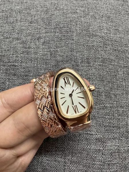 

fashionable women's bracelet watch gold snake watch brand diamond stainless steel strap women watch christmas valentine's gift lux, Slivery;brown