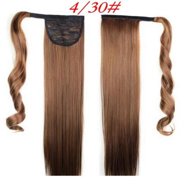 

horsetail 60cm long straight clip in hair tail false ponytail hairpiece with hairpins synthetic hair pony tail hair extensions6830779, Black