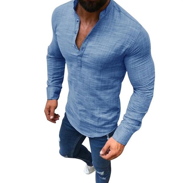 

calofe 2018 linen shirts men stand collar v-neck shirt fashion hawaiian shirts chemise homme men clothes camisa masculina208k, White;black