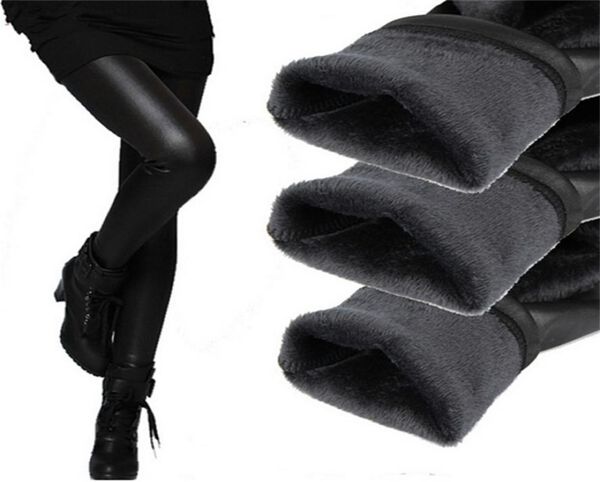 

ysdnchi winter leather leggings women pants elastic high waist warm leggin thick velvet black push up 2112044024864