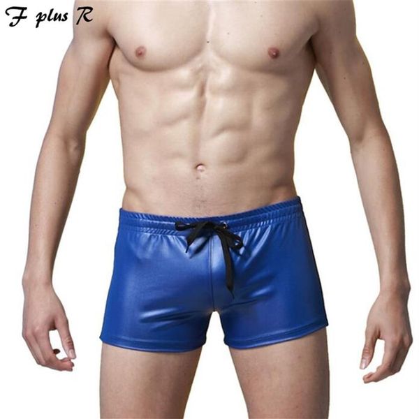 

f plus r men's faux leather swimwear boxer trunks beach swimsuits swimming men board surf boxers shorts276j