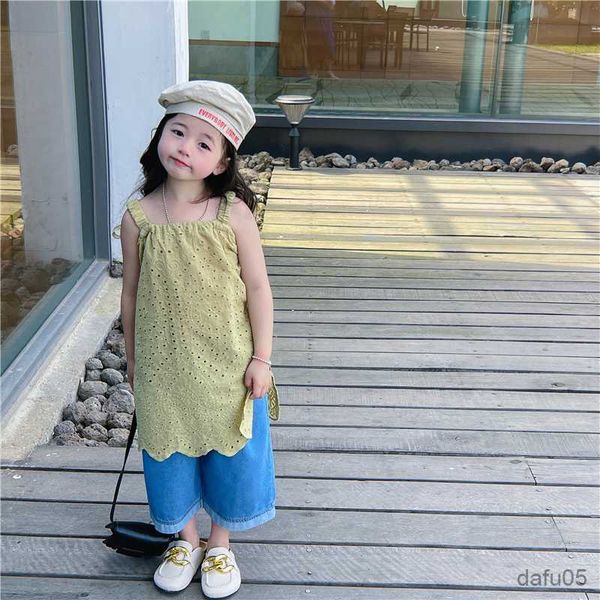 

clothing sets kids summer clothes floral girls clothing vest jeans tracksuit girl casual style kids clothing r230812, White