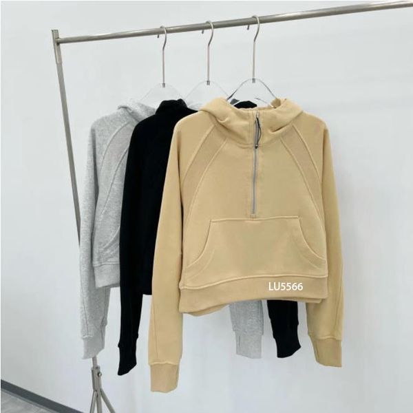 

scuba hooded half zip hoodie womens yoga suit designer hooded sweatshirt ladies gym sportswear outdoor sports jogging hoody thick long-sleev