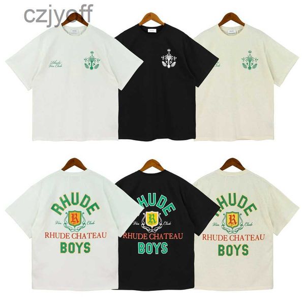

rhude summer new letter printing loose casual trend american fashion brand short sleeve t-shirt, White;black