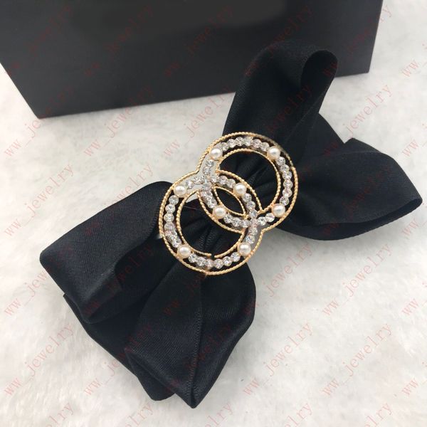 

luxury designer metal alphabet zircon pearl black bow hair clips & barrettes, fashion pieces, valentine's day, christmas, gifts, Golden;silver