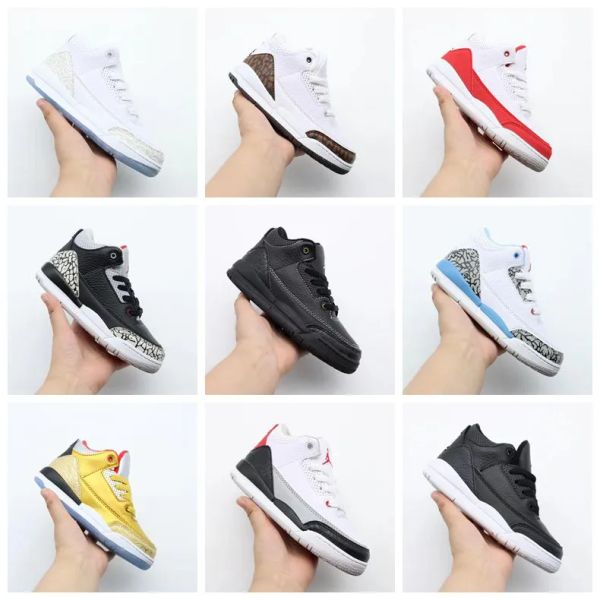 

2022 popular designer basketball shoe kids shoes 3s toddler children sneakers spring and autumn sneaker girls boys kid chil''gg&#0, Black