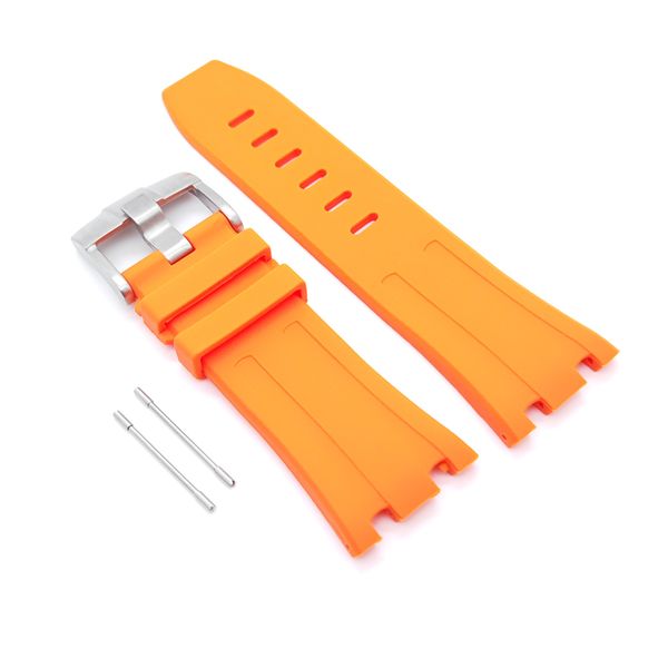 

28mm - 24mm orange rubber band strap for ap royal oak offshore 42 mm watch, Black;brown