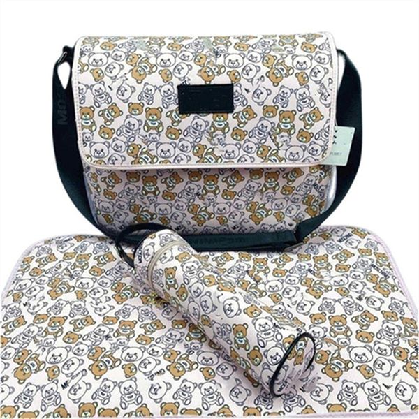 

mom baby diaper bag 3-piece set high-quality designer print multifunctional shoulder bag mom and girl gift creative b37