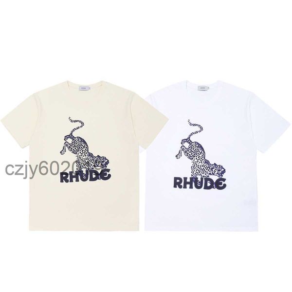 

chaopai rhude american leopard money leopard print meichao high street men's and women's short sleeve t-shirt loose fity2pw, White;black