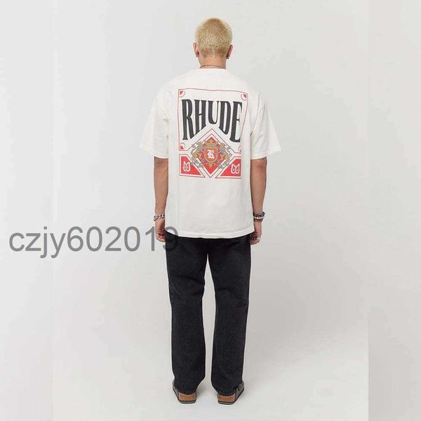 

correct rhude vintage card tee card printed short sleeve t-shirtrmby, White;black