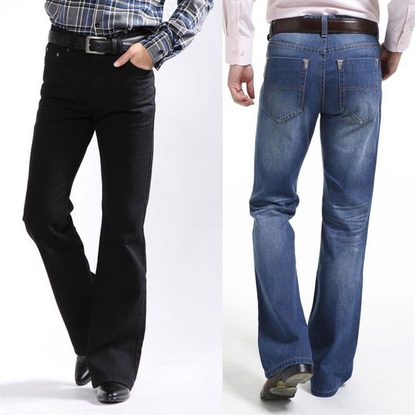 

whole-male boot cut jeans semi-flared bell bottom black spring and autumn the body trousers297q, Blue