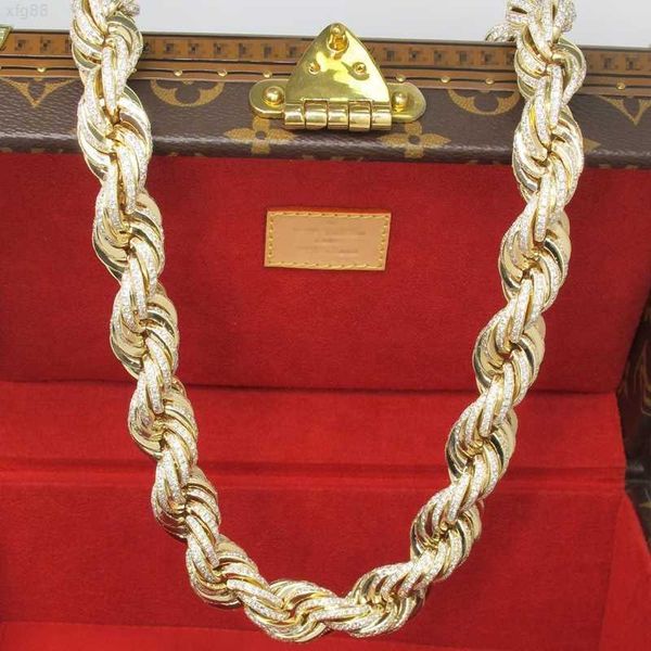 

10k gold plated iced out 8mm 12mm moissanie diamond silver 925 rope chain necklace bracelet for hip hop man