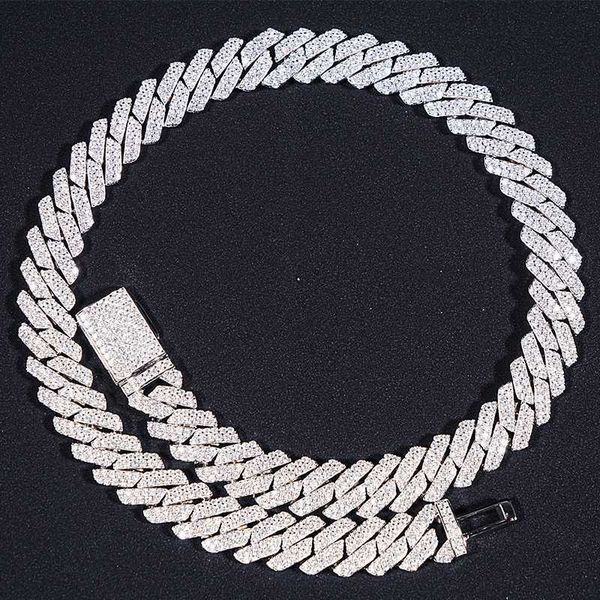 

new design iced out hiphop jewelry bussdown jewelry 13mm 925 silver customized 10k 14k vvs moissanite cuban link chain