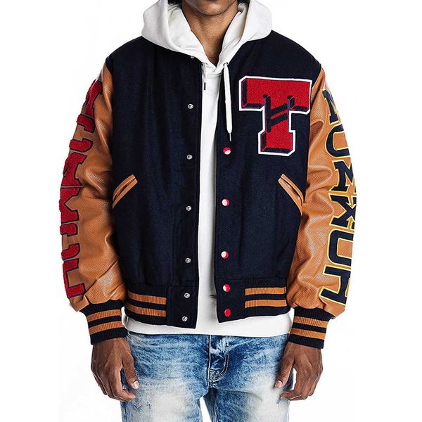 

custom print embroidered jackets baseball varsity american letterman oversized jacket, Black;brown