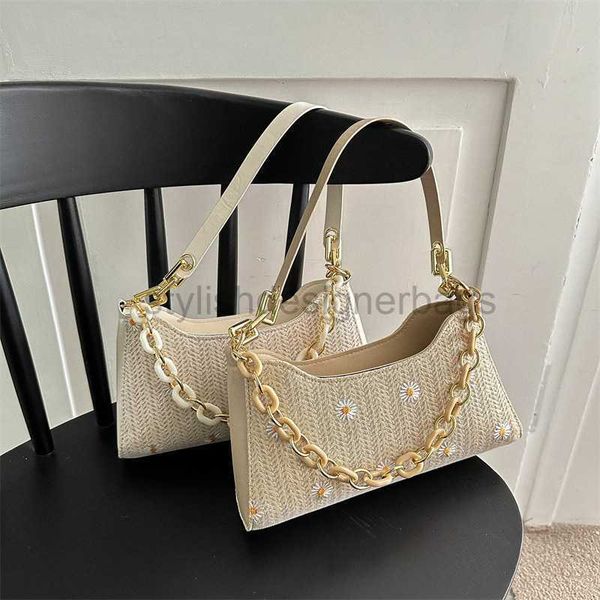 

beach bags grass woven small bag women's thick chain shoulder bag 2023 new forest underarm bag this year's popular woven bagstylis