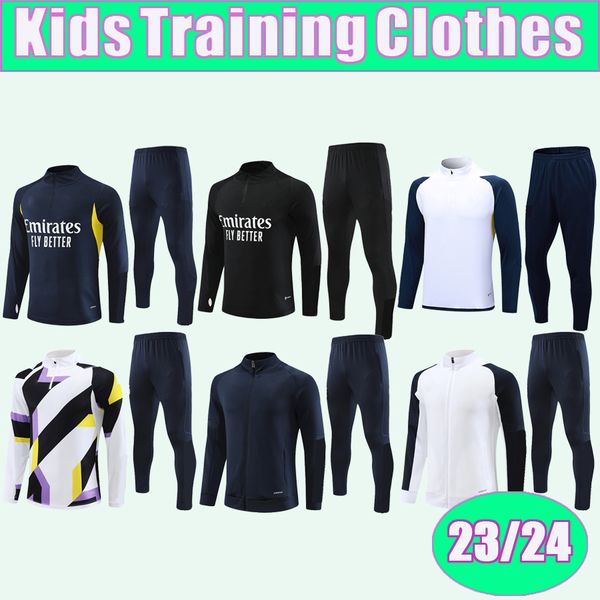 

23 24 vini jr. modric valverde training suit kids kit soccer jerseys tchouameni alaba rodrygo kroos carvajal jacket football shirt uniforms, Black