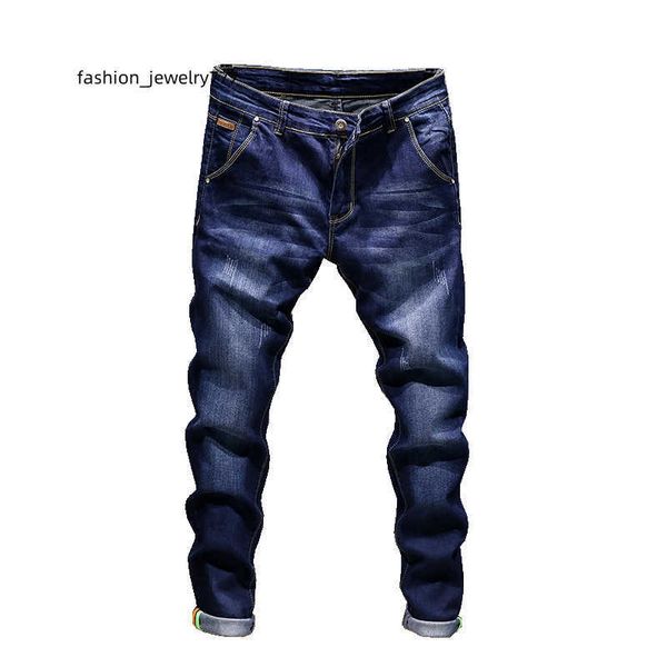 

fashion skinny jeans men straight slim elastic jeans mens casual biker male stretch denim trouser classic pants, Blue