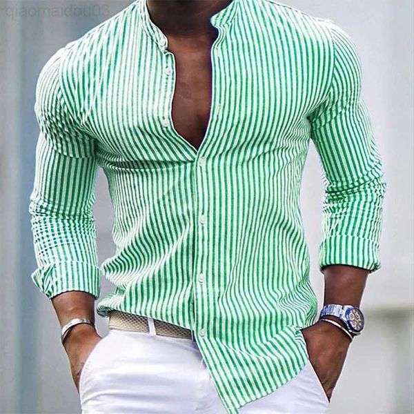 

men's casual shirts casual long sleeve shirts men striped print shirt 2023 autumn vintage single breasted turn-down collar loose shirt, White;black