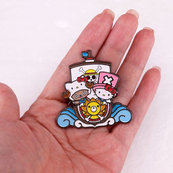 

cats mixed one piece brooch cute anime movies games hard enamel pins collect cartoon brooch backpack hat bag collar lapel badges, Blue