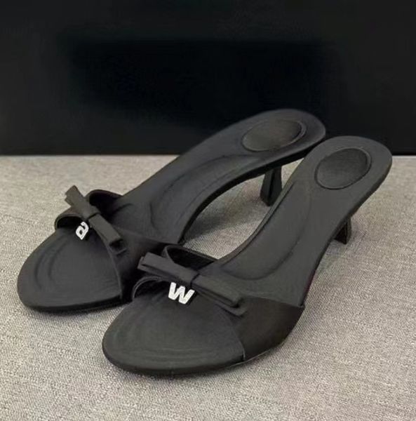 

luxury letter rhinestone bow sandals for women 2023 new open toe sandals with high heels, Black