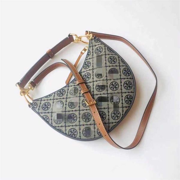 

58% off designer bag 2024 early launch fashion new women's tb underarm printed canvas spliced crescent handbag single shoulder crossbod