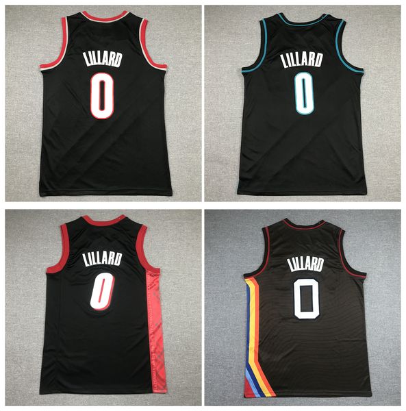 

damian 0 lillard blazer basketball jersey portlands black size s-xxl, Black;red