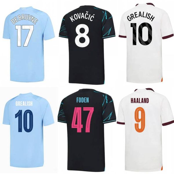 

2023/24 haaland mans cities soccer jersey 2024 gvardiol kovacic grealish de bruyne j. alvarez bernardo uniform mens foden rodrigo ruben mahr, Black;yellow