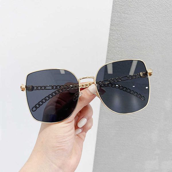 

new g family square creative chain leg trendy sunglasses internet red ocean sheet metal glasses, White;black