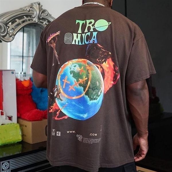 

summer spring usa protecting the earth print men's t-shirts luxury fashion cactus hip hop women skateboard high street short 261k, White;black