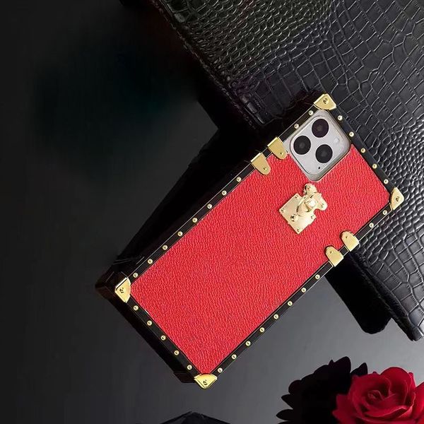 

designer square trunk cell phone cases for apple iphone 14 plus 13 12 11 xs xr pro max samsung s23 s22 s21 note 20 ultra luxury pu leather m