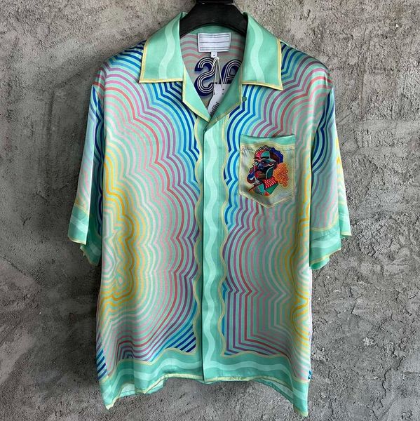 

shirts 2023ss summer men's silk shirt women, White;black