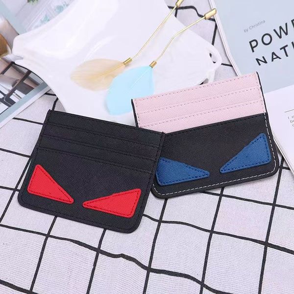 

designer classic leather wallet monster compact holder high look level ladies credit card holder wallet with box card bag, Red;black