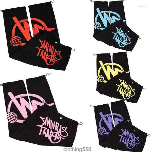 

minus two cargo pants harajuku casual punk rock straight wide leg trouser streetwear y2k retro street trend overalls, Black