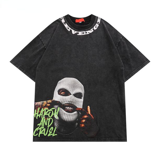 

men's t-shirts graphic printed washed cotton men's t-shirt summer off shoulder shirts harajuku man hip hop streetwear oversized lo, White;black