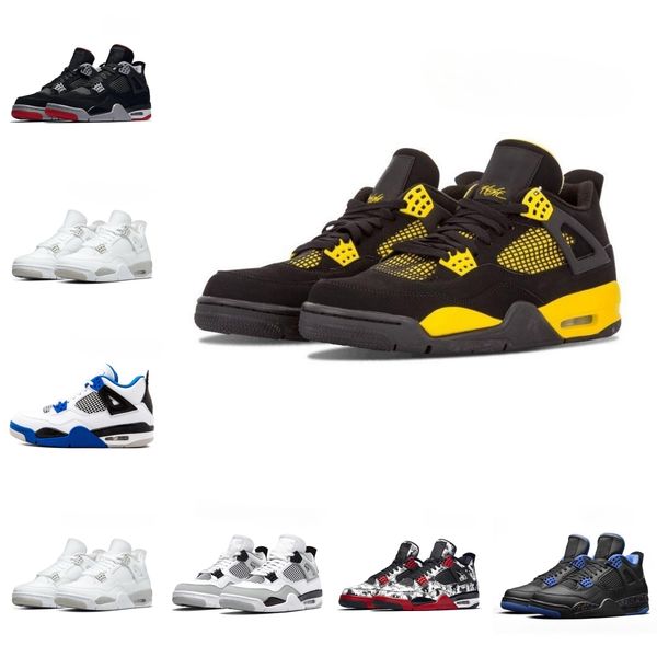 

designer 4s military black cat men women basketball shoes 4 retro bred white oreo blank canvas red thunder jumpman 4 lightning mens trainer