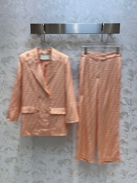 

2023 luxury brand blazer women's two piece pants double breasted ladies elegant long sleeve jacket and straight high waist pants suit s, White