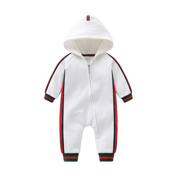 

Ins Jumpsuit Plush Thickened Boys and Girls Long Sleeve Khaki Climbing Suit Newborn Baby Clothes Autumn and Winter, White