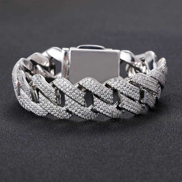 

factory custom thick 18mm 20mm vvs men oem 925 silver bracelet moissanite cuban link chain hip hop iced necklace