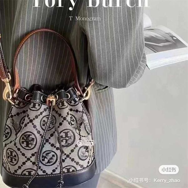 

56% off designer bag 2024 early launch tb women's new canvas bucket single shoulder classic old flower oblique straddle tote underarm q