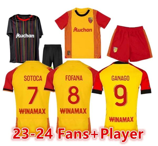

maillot 2023/24 rc lens soccer jerseys home yellow saint-barbe special kakuta openda ganago sotoca fofana football shirt 2023/24 hommes enfa, Black;yellow