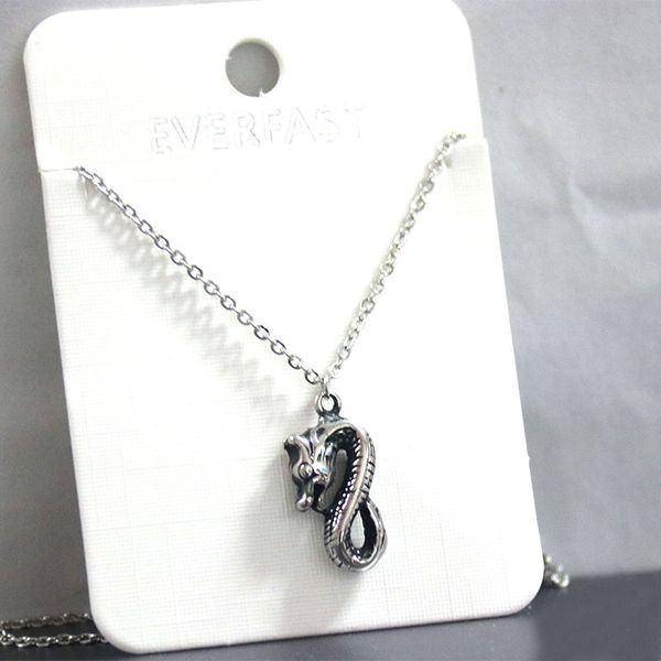 

everfast 5pc/lot diy vintage 3d dragon stainless steel custom pendant chinese culture animal zodiac dragon necklace men women memorial jewel, Silver