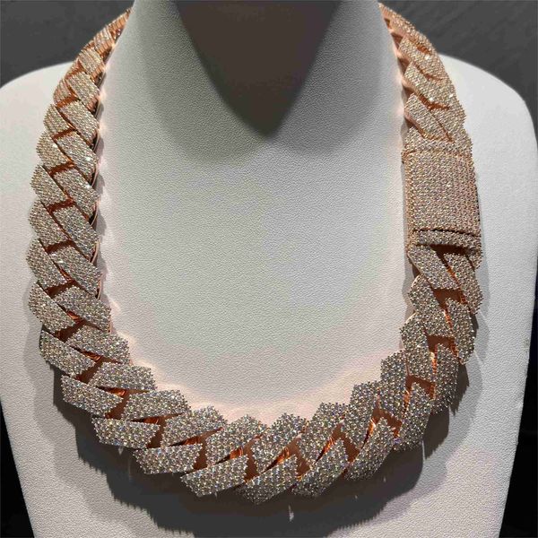 

fashion jewelry iced out 925 sterling silver 4 rows vvs moissanite custom color bling cuban chain necklace
