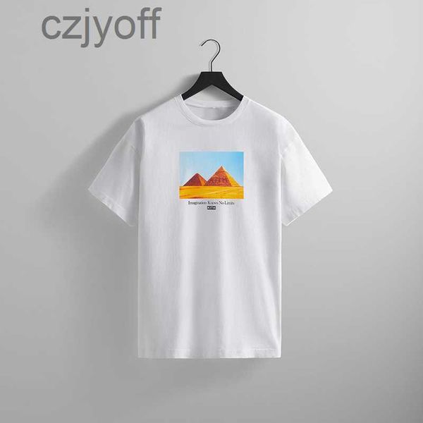 

kitt imaging tee egyptian pyramid print summer round neck t-shirt, White;black
