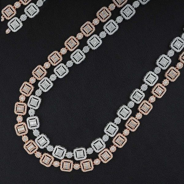 

hiphop fashion jewelry chain 10mm moissanite diamond square cut 925 sterling silver cuban necklaces