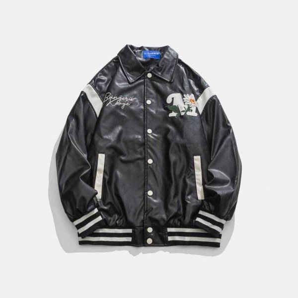 

custom embroidery pu bomber men leather varsity jacket, Black;brown