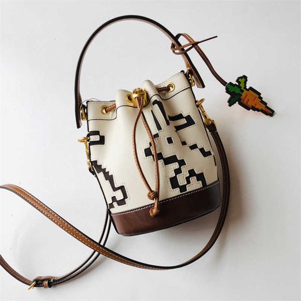 

designer bag 2024 early launch tb new drawstring bucket rabbit printed cowhide handbag fashion one shoulder crossbody women's