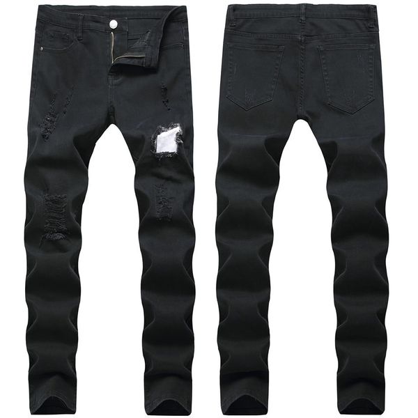 

skinny mens black jeans cool men ripped jeans stretch slim fit denim biker jeans hip hop men streetwear 1377#265e, Blue