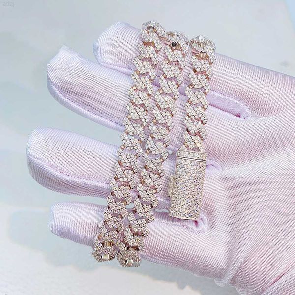 

trendy cuban chain necklace moissanite 8mm diamond iced out personalized necklace 925 sterling silver