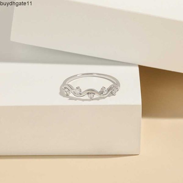 

t6bz fashion accessories s925 sterling silver wavy small ring simple net red tail little finger set zircon