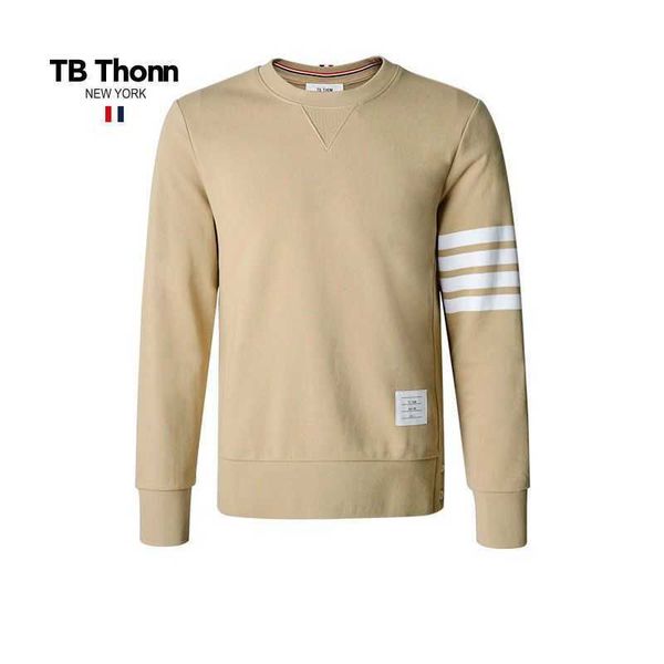 

trendy tb thonn khaki round neck sweater for men and women 2023 spring autumn pure cotton pullover casual coat, Black;brown